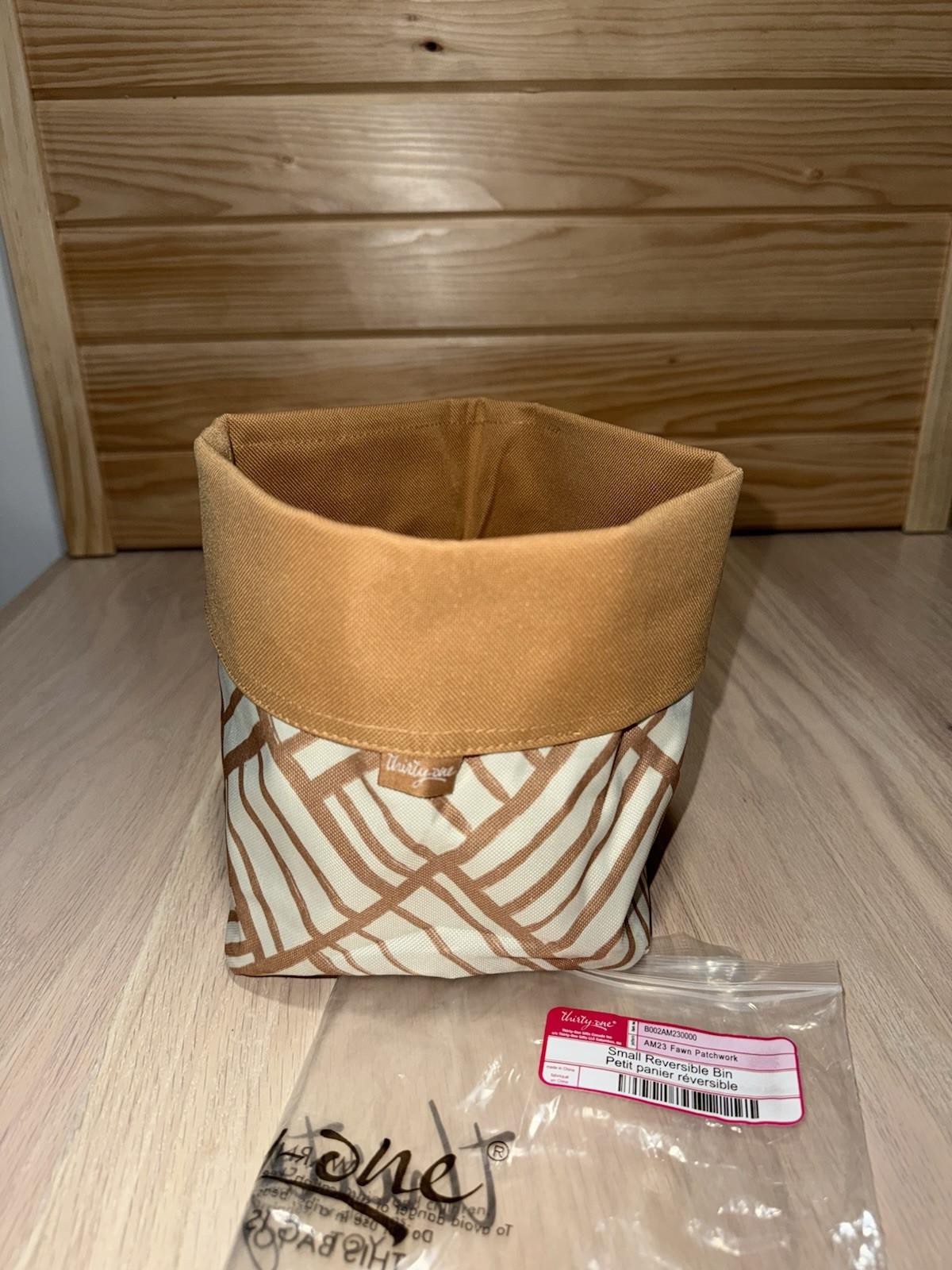 Thirty-One Small Reversable Bin ~ Fawn Patchwork, New In Bag