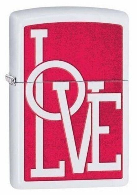 Zippo Typographic Love White Matte 29085