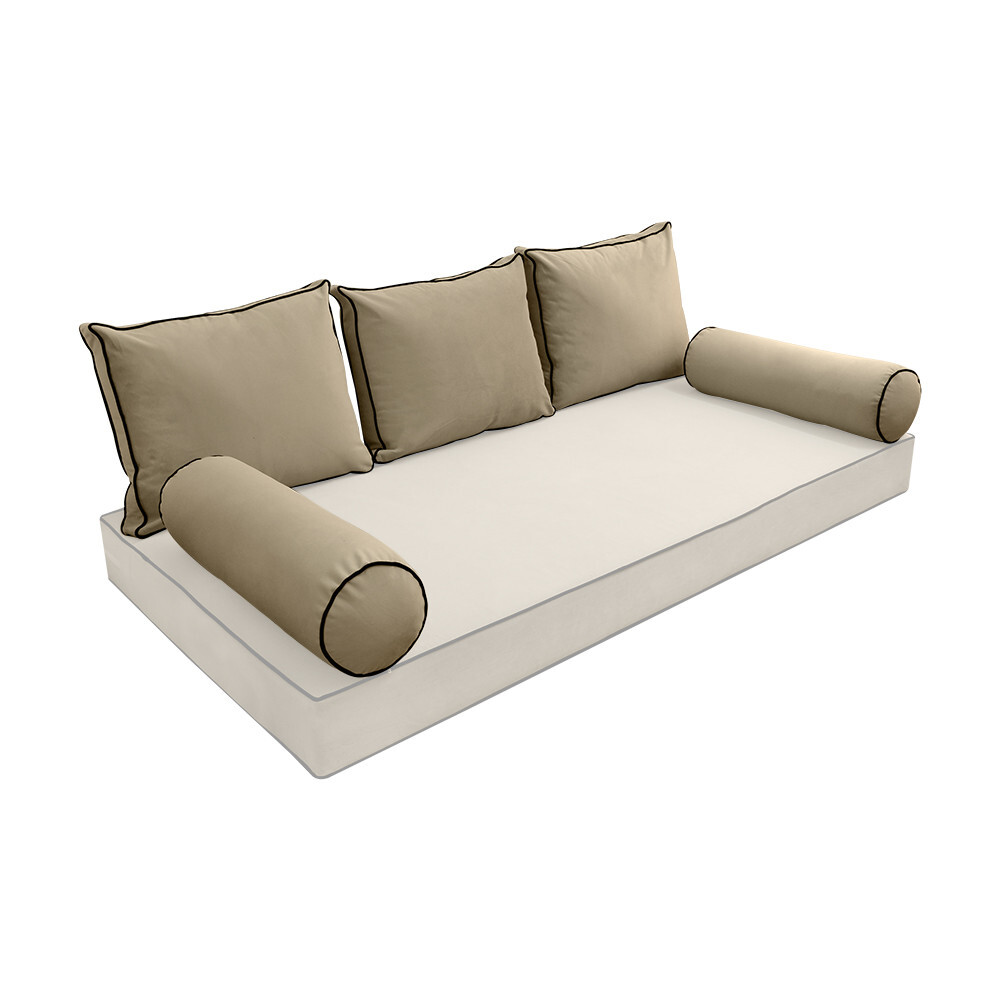 COVER ONLY Model V3 Full Velvet Contrast Indoor Daybed Cushion Bolster - AD304
