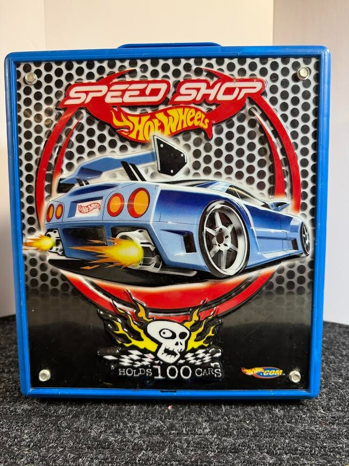 2005 Hot Wheels Speed Shop Rolling Travel Carrying Case For 100 Cars w/ Cars