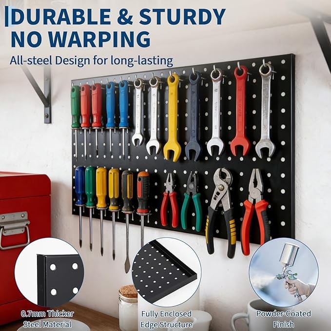 4 Pack Wall Mounted Metal Pegboard System 12x24 in Panels Tool Storage Workbench