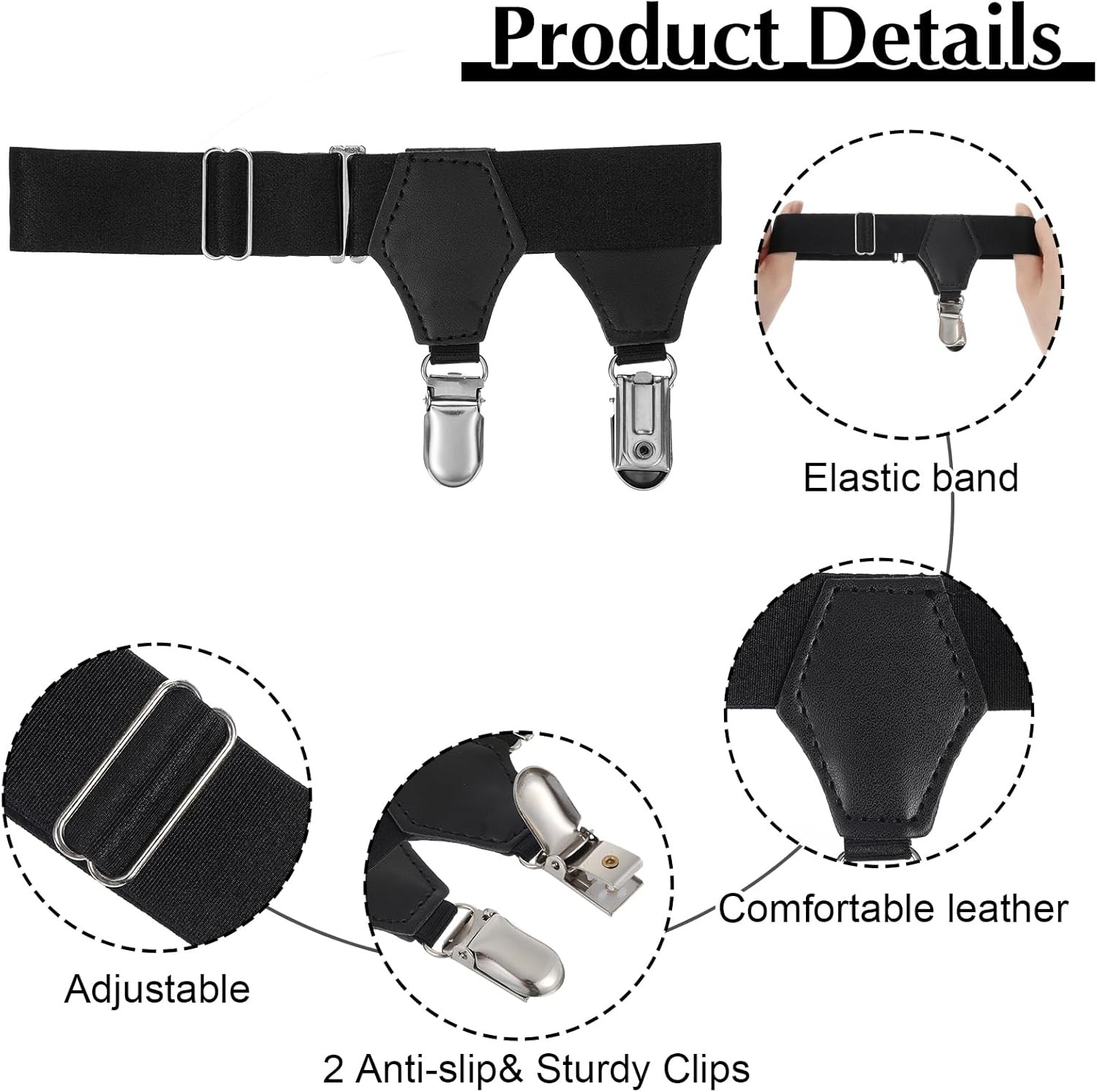 4pcs Sock Suspenders Men, Adjustable Elastic Garters for Men with...