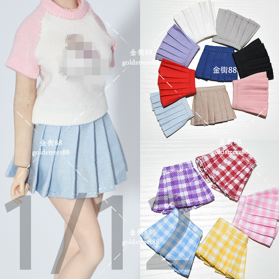 1/12 Scale Pleated Short Dress Skirt Clothes For 6" Female tbleague phicen Body