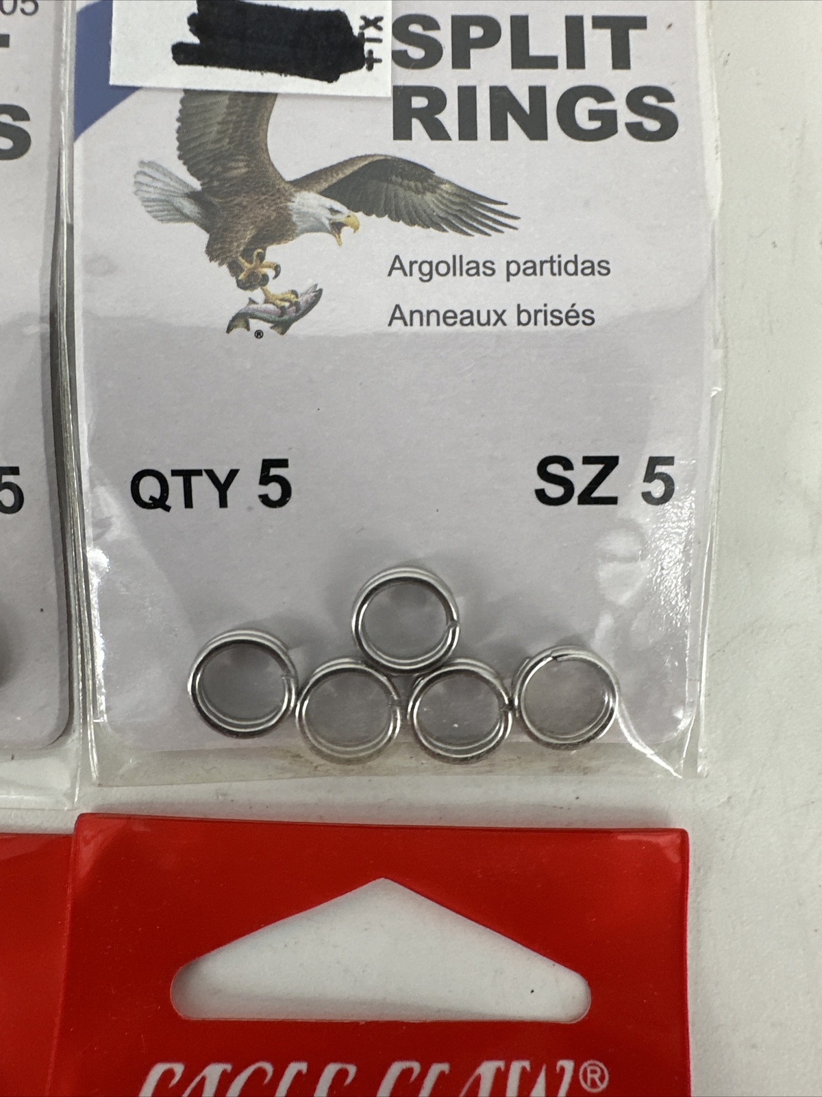 4 PACKS x 5 PIECES Eagle Claw 01143-005 Split Rings Size 5 Silver 20 TOTAL