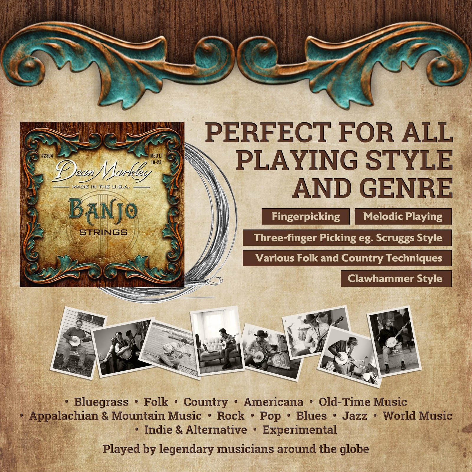 Dean Markley Banjo Strings 5 String Set, Medium Light Gauge 10-24, Silver