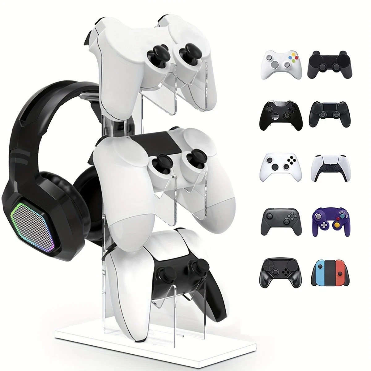 Universal 3 Layer Game Controller And Headphone Holder Stand Display ALL IN ONE
