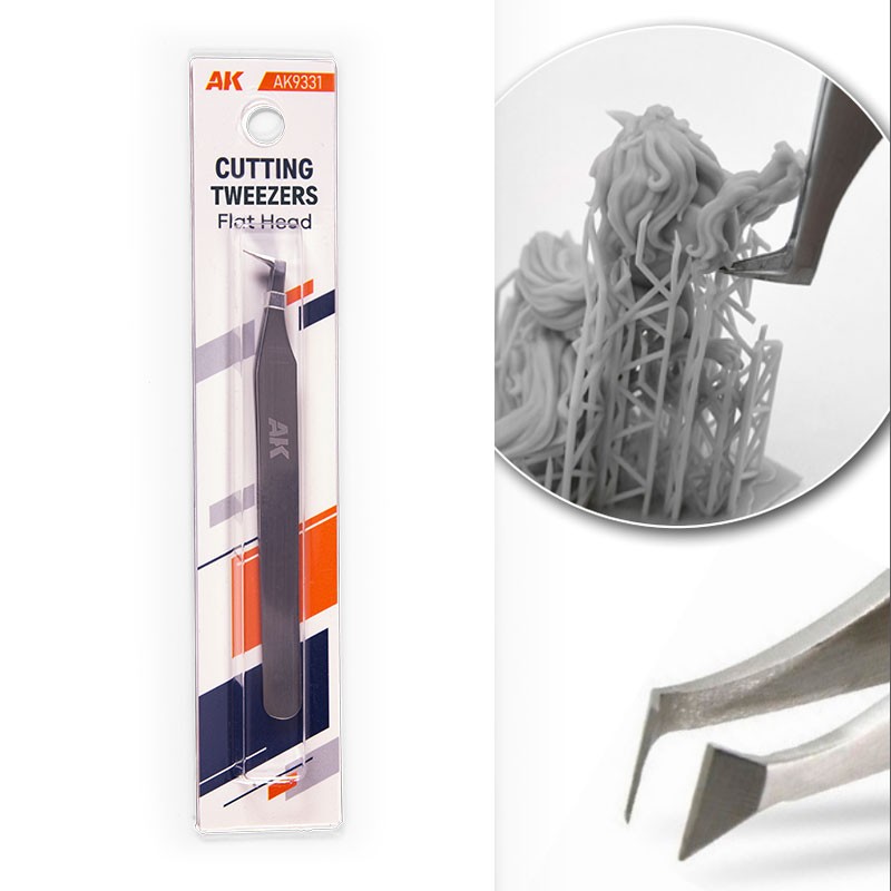 AK Cutting Tweezers #Flat Head (tip: 11mm wide)