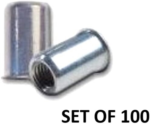 CAO2-2520-165, RIVETNUT, 1/4-20 (.030-.165 GR) RND Body Steel, Zinc YLW (100 PK)