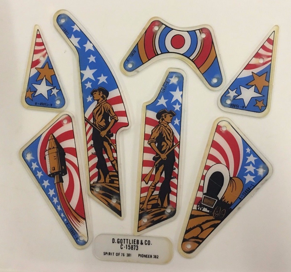 Gottlieb Pioneer / Spirit of 76 / New York Pinball Machine Plastic Set - New