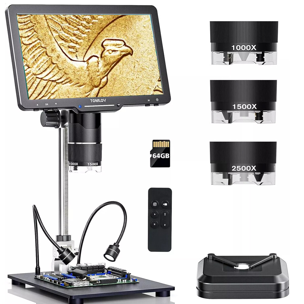 TOMLOV TriL110 Digital Microscope 10" Entire Coin Microscope 2500X 24MP 2K Video