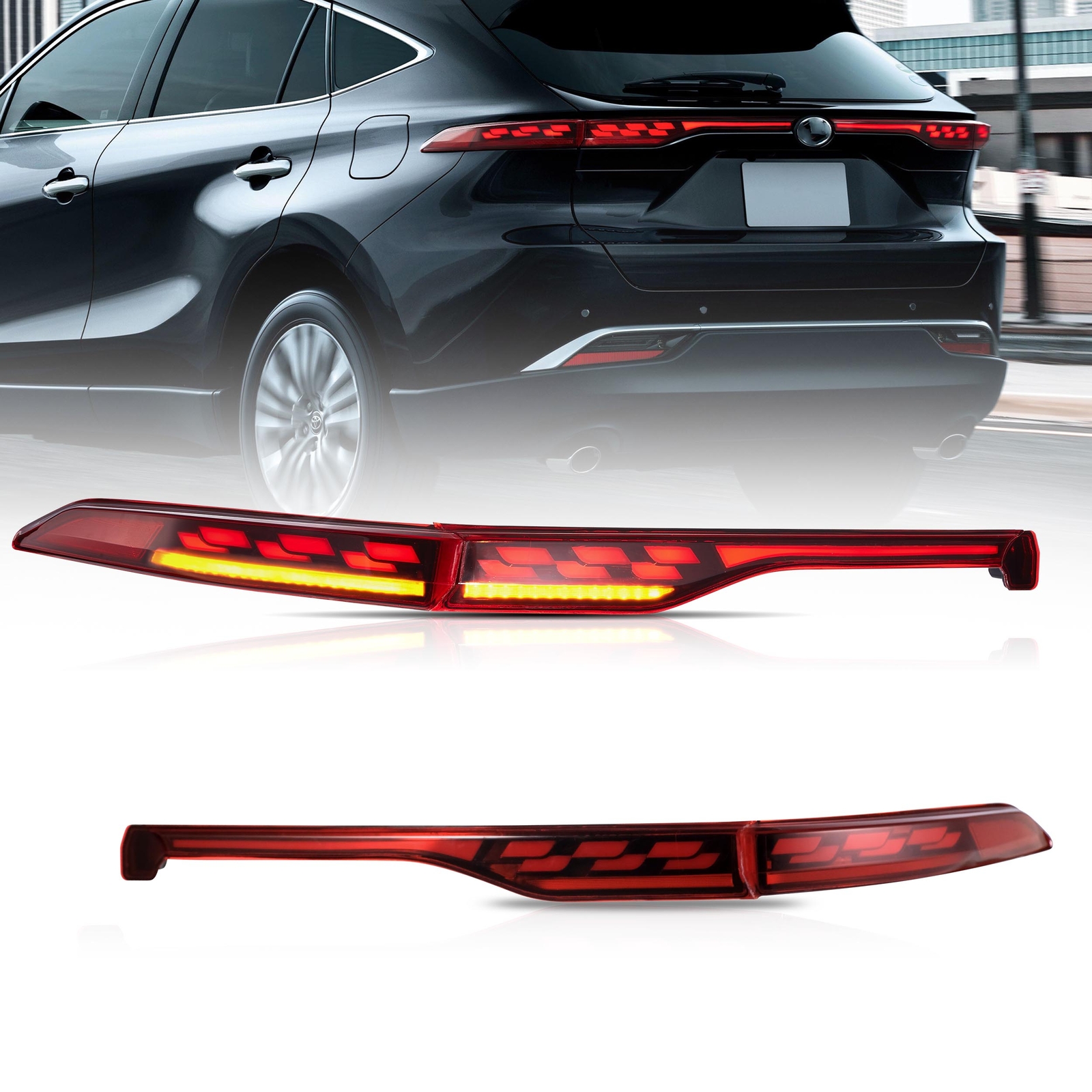 VLAND RED LED Rear Lamps Taillights For Toyota Venza 2022-2024 Dynamic Animation
