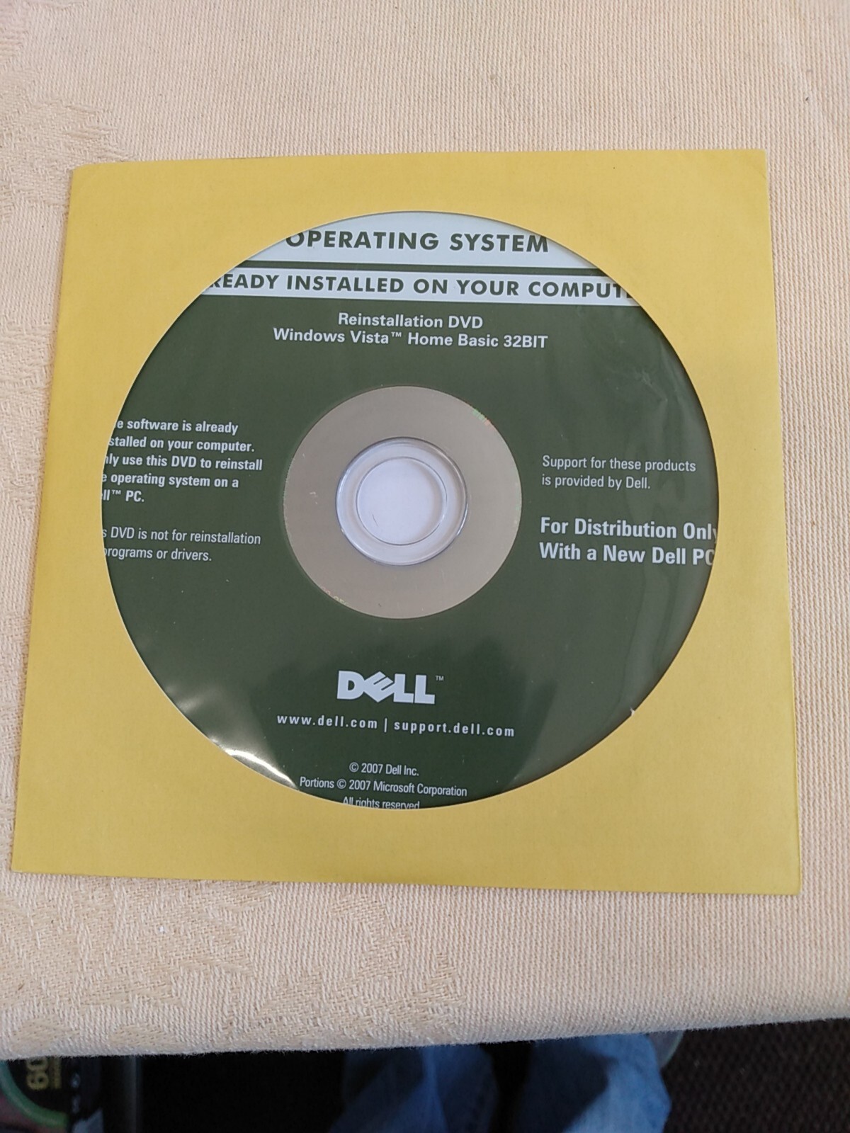 DELL Operating System Reinstallation DVD Windows Vista Home Basic 32 Bit