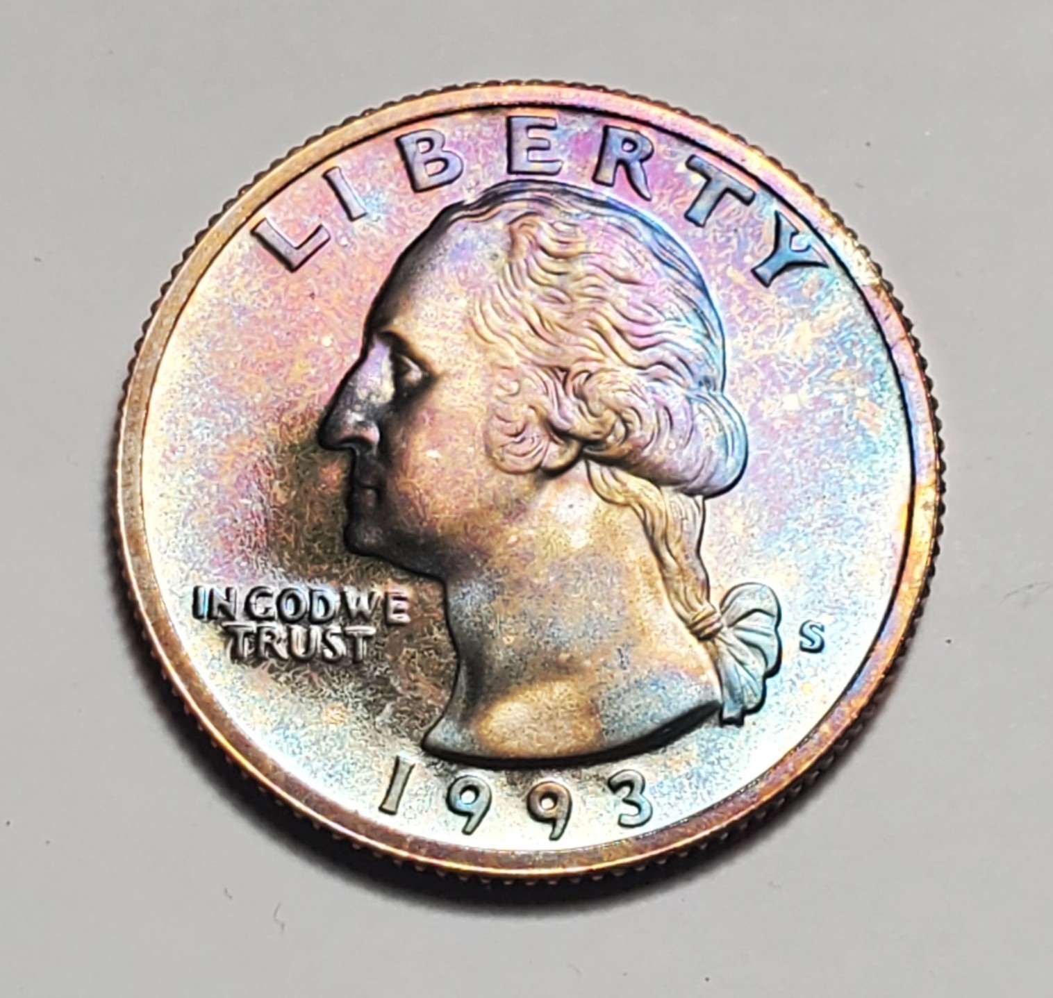 TONED 1993 S WASHINGTON QUARTER CLAD PROOF UNC #P3727
