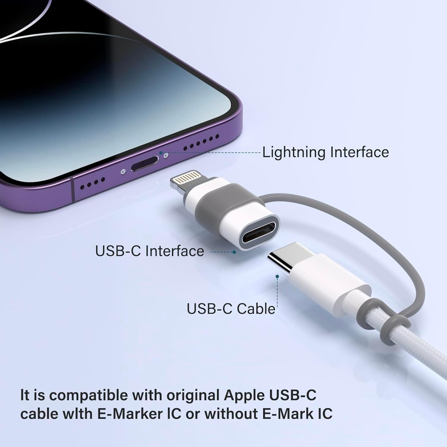 MFi Certified 27W USB C to Lightning Adapter (2 Pack) - Fast Charging White