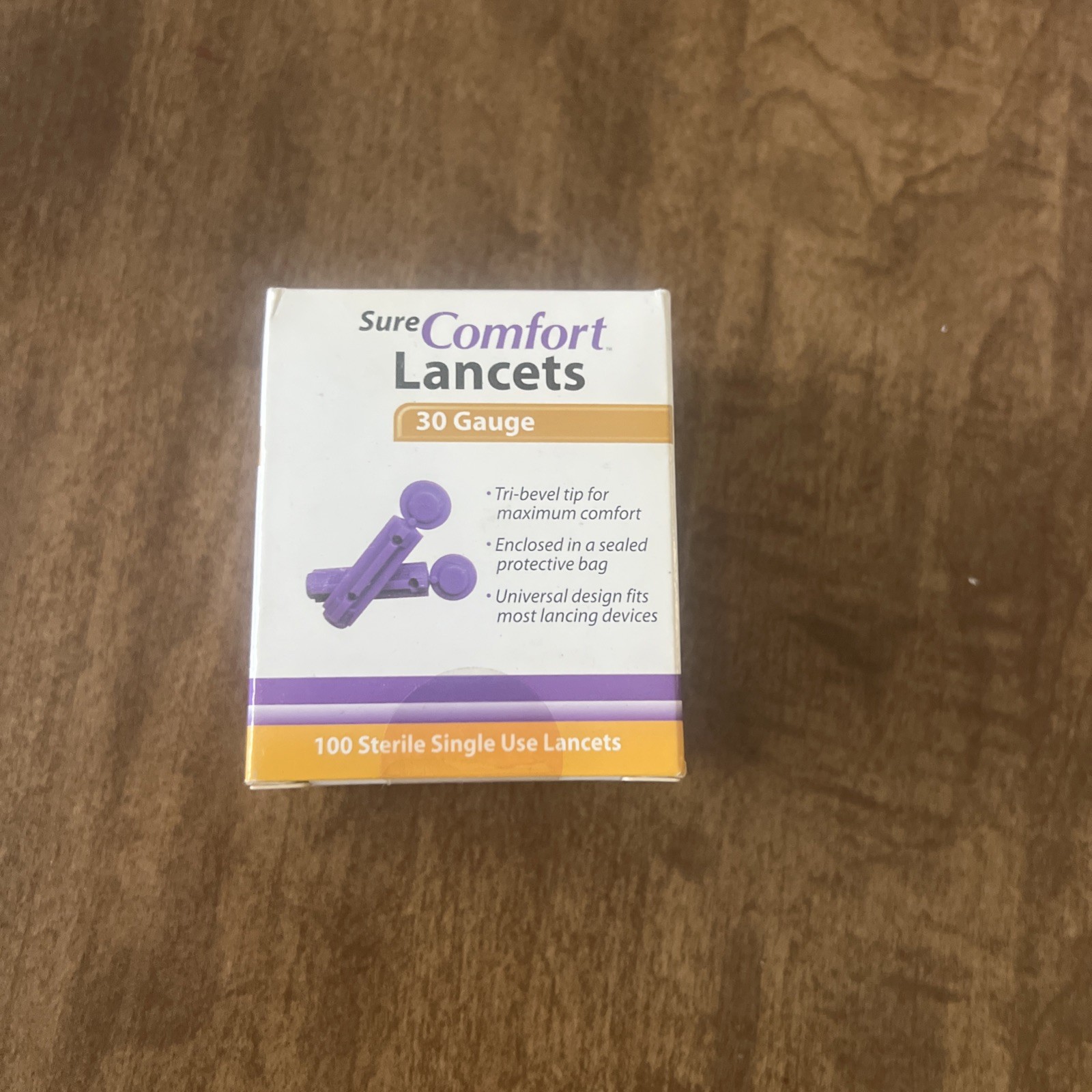 Sure Comfort Sterile Single Use Lancets 28 Gauge Sealed In Protective Bag 100 Ct