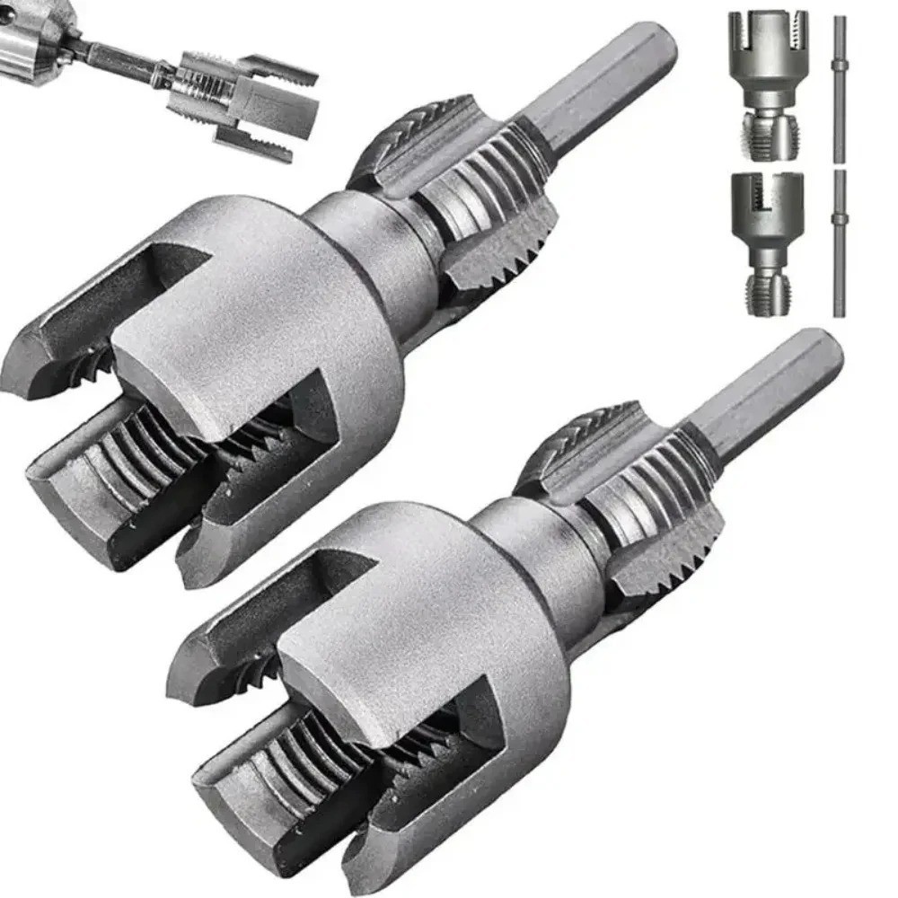 2Pcs 1/2''&3/4'' Water Pipe Integrated Internal & External Pipe Threading Tool