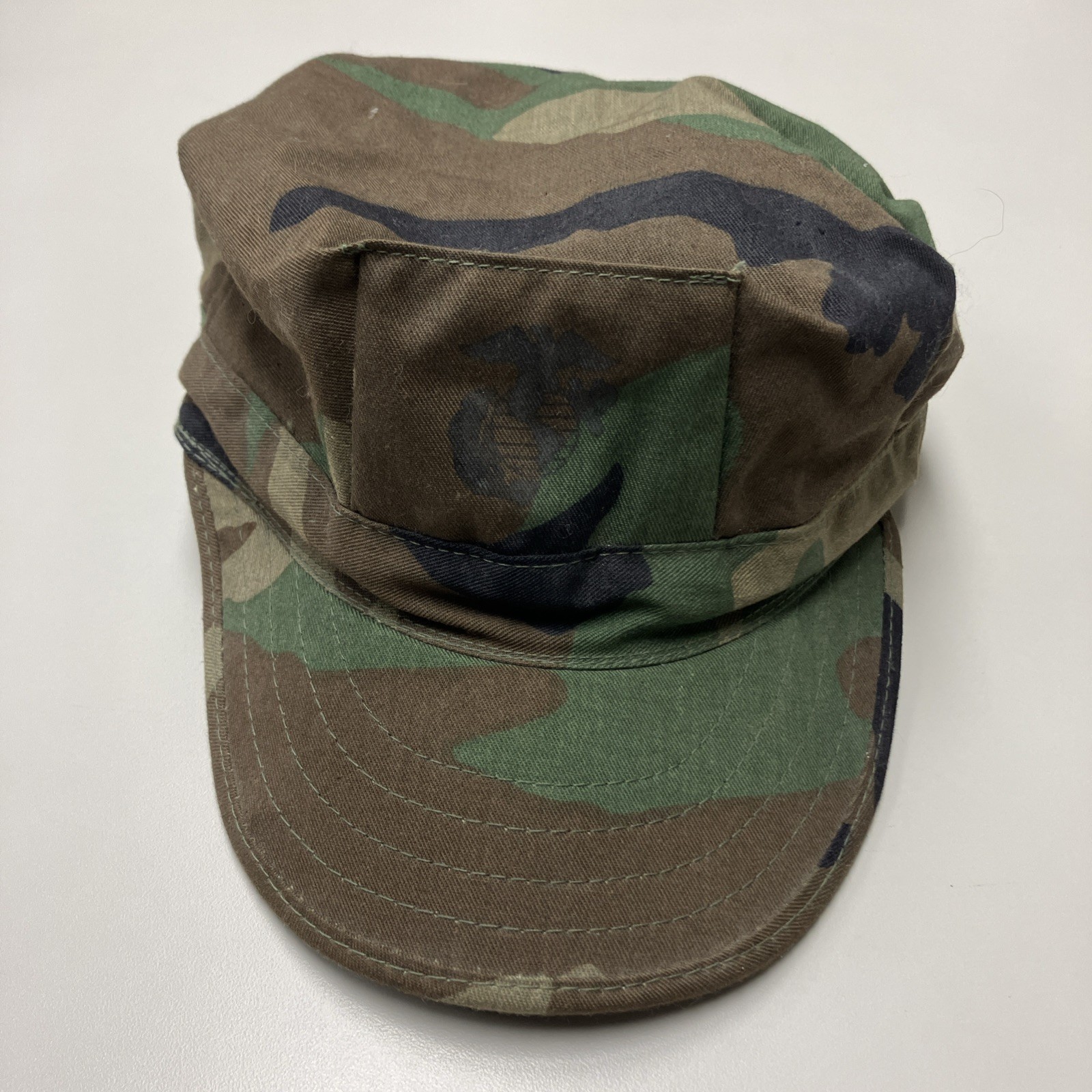 USMC Woodland Camo 8-Point Utility Cover Cap Large EGA USGI Hat Marine Corps FS!