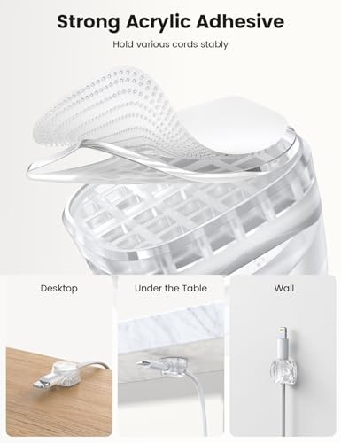 Cord Organizer, Office Desk Accessories - Clear Cable 6Pack Transparent