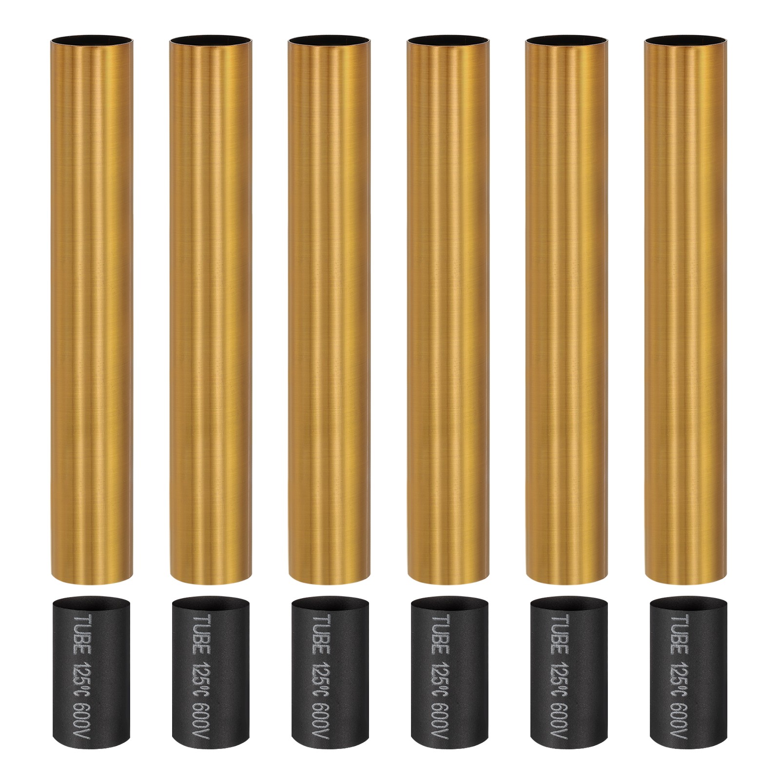 6Pcs 6" Tall Metal E12 Candle Covers Sleeves Gold Bronze