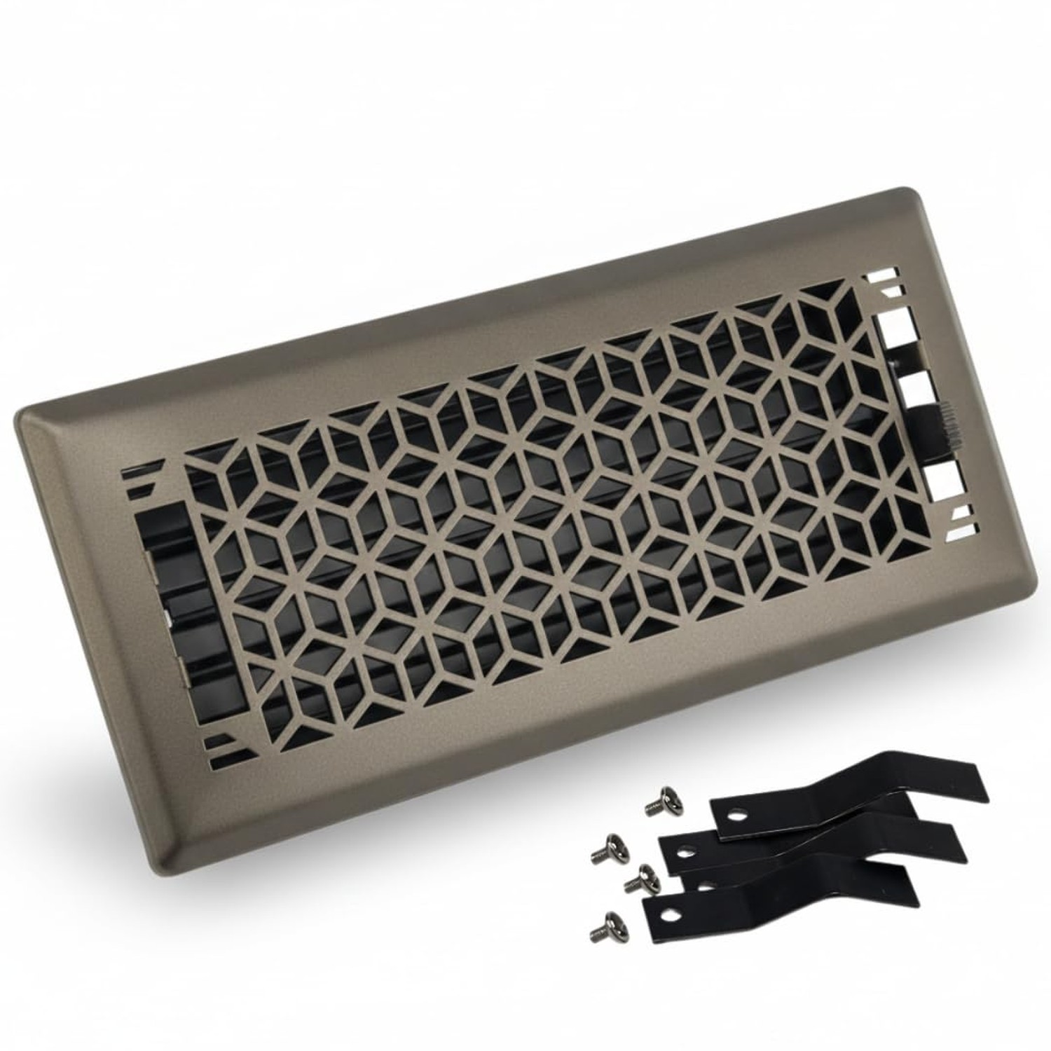 4" x 10" Vector Design Steel Floor Register in Metallic Bronze Finish with mo...