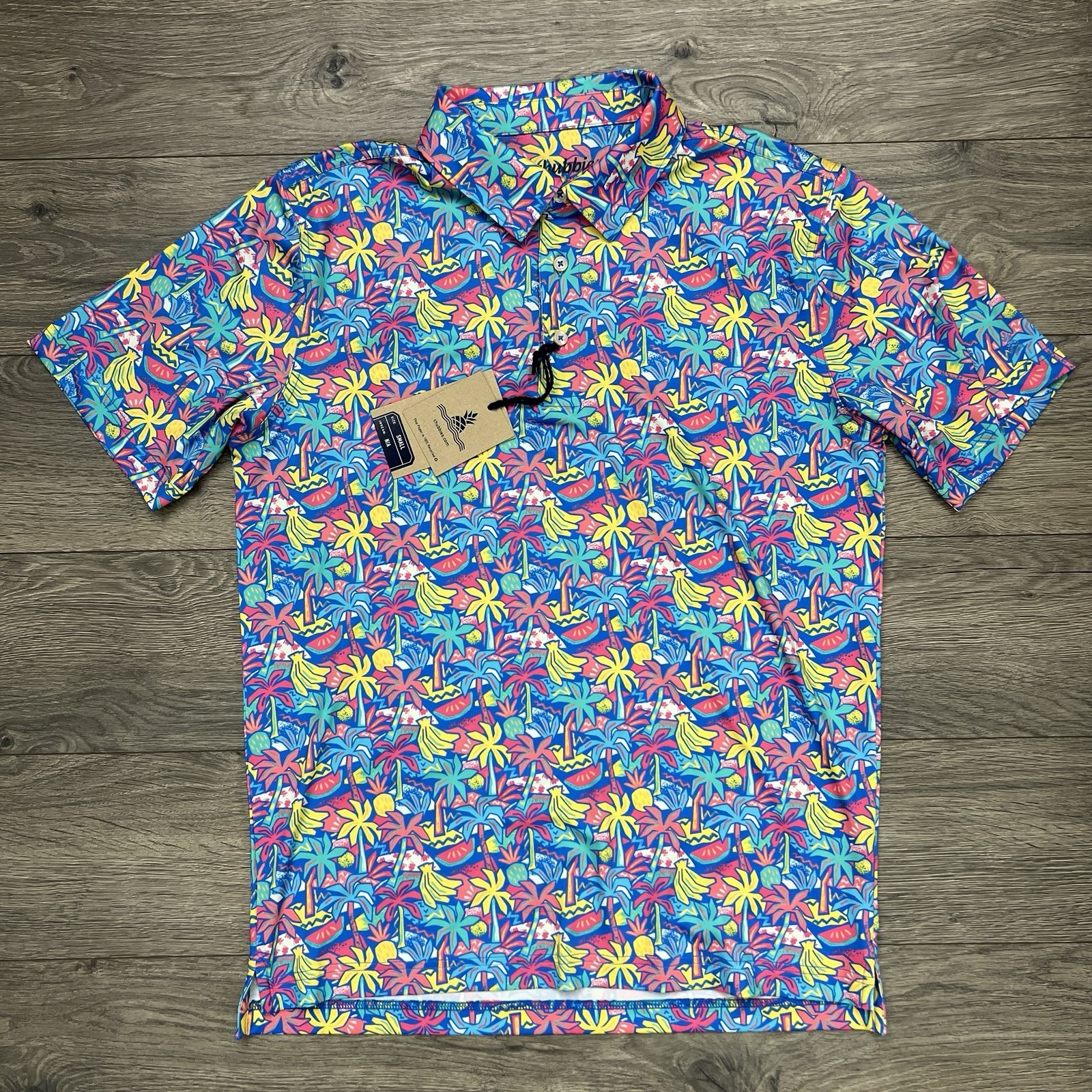 Chubbies Polo Shirt Size Small Mens Multicolor Performance 2.0 Tropical Bunch