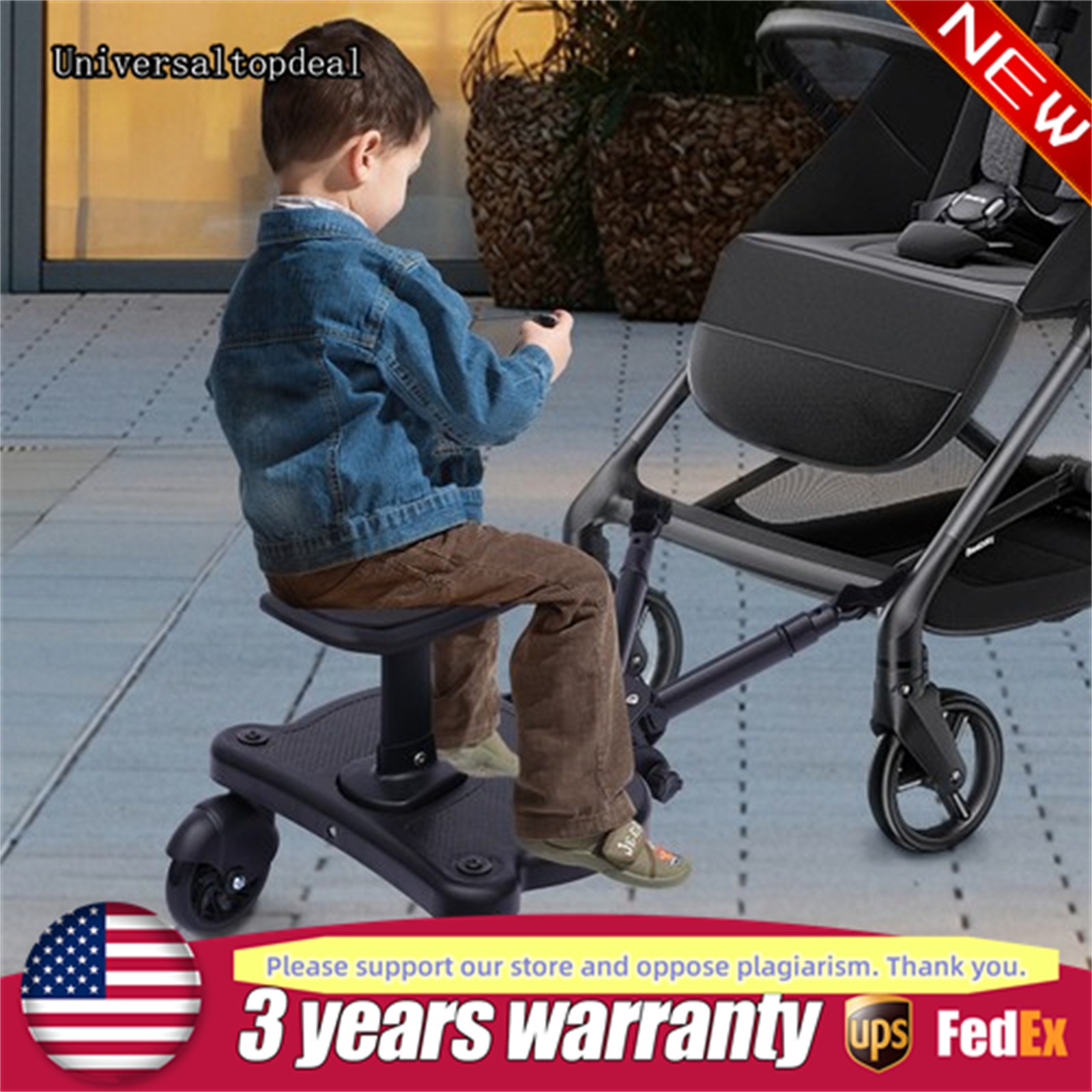 Glider Board Baby Stroller Kid Board Buggy Wheeled Board with Detachable Seat