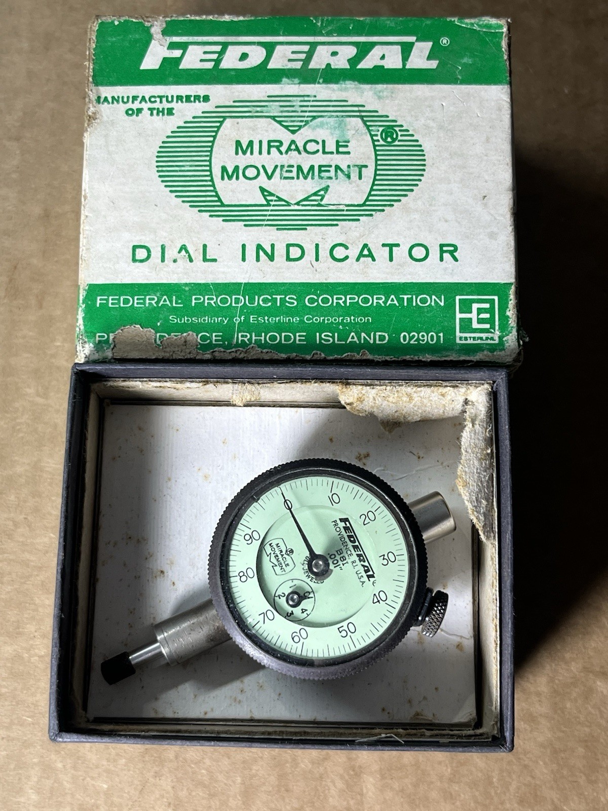Federal Dial Indicator  Miracle Movement Jeweled  B81 - .001"  Graduation Range