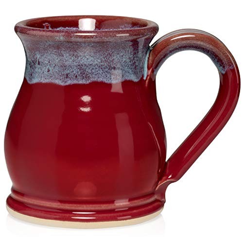 16oz Potbelly Coffee Mug Handmade in the USA () Red/Blue