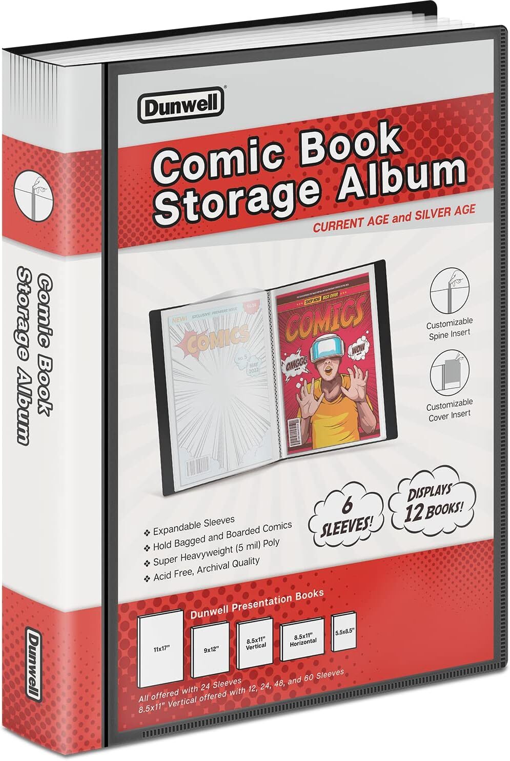 Album De Almacenamiento De Comics Negro Con Portada Reversible 12 Comics