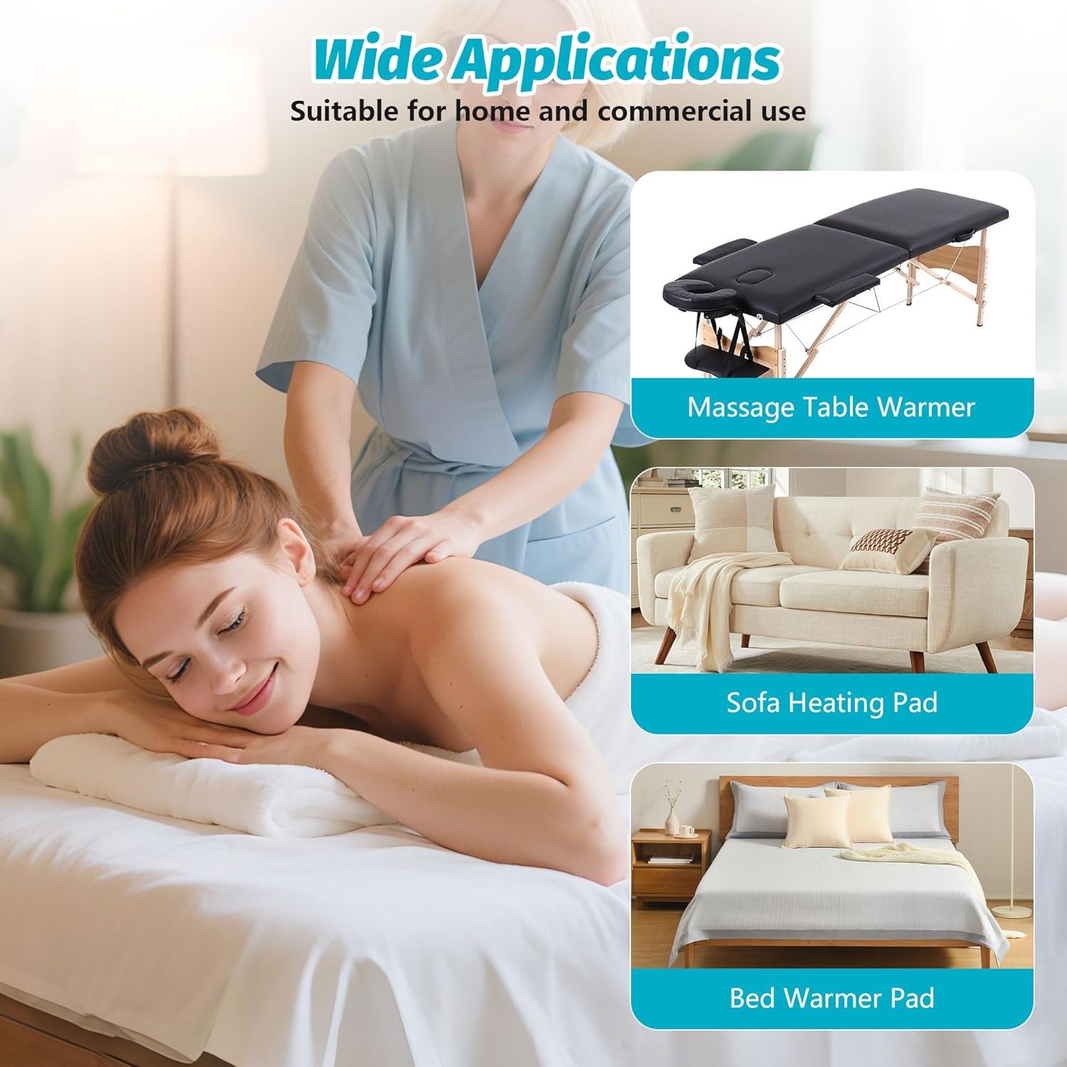 Massage Table Warmer Heating Pad Professional SPA Massage Bed Warmer with Tim