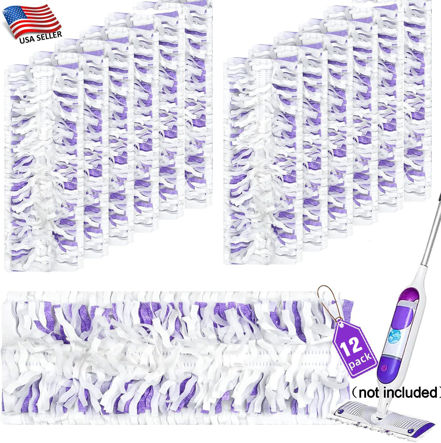 Disposable Power Mop Multi-Surface Mopping Pad Refills, 12 Count Mop Heads NEW