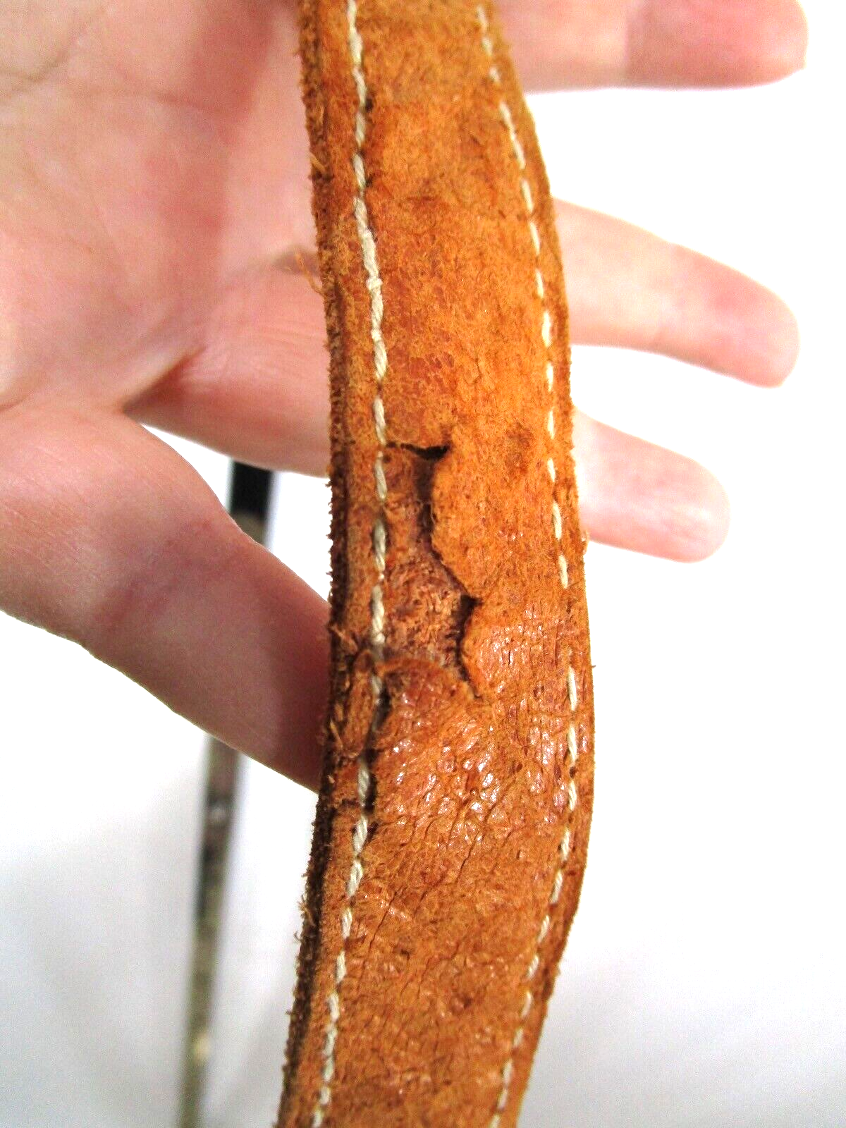 Natural Tan Distressed Leather Silver Hardware Long Replacement Shoulder Strap