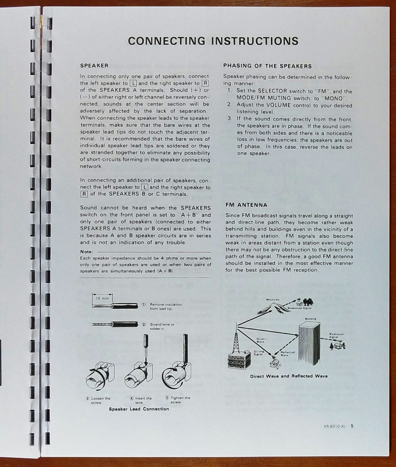 Kenwood KR-8010 Receiver Owners Manual