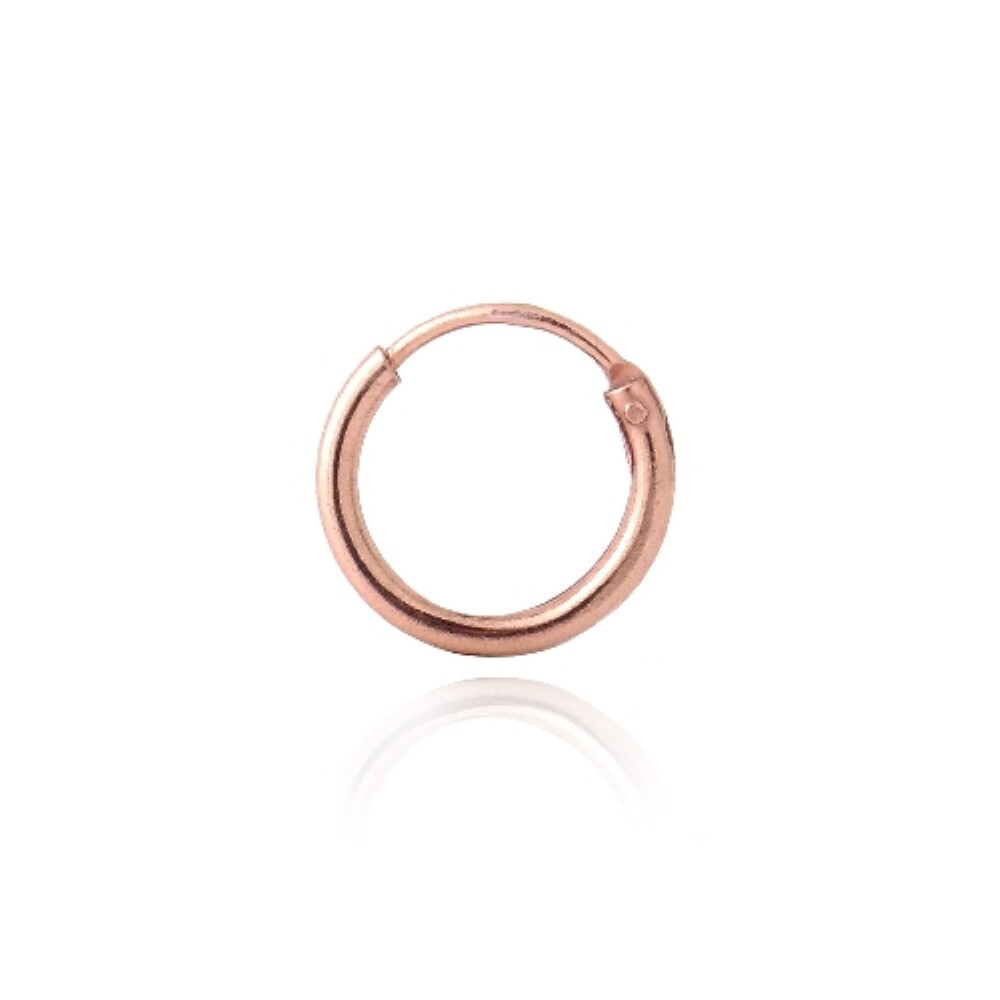 18K Rose Gold over 925 Silver 10mm Men's Hoop Earring  (SINGLE)