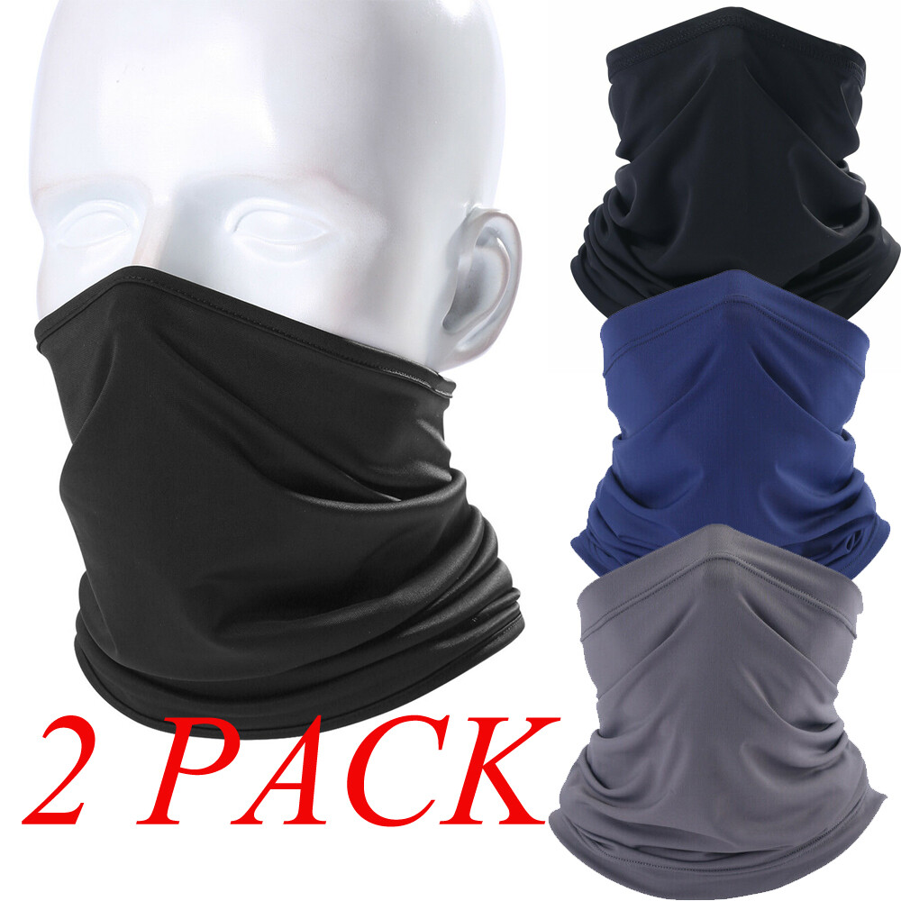 2Pcs Cooling Neck Gaiter Tube Face Mask Motorcycle Cycling Hunting Bandana Scarf