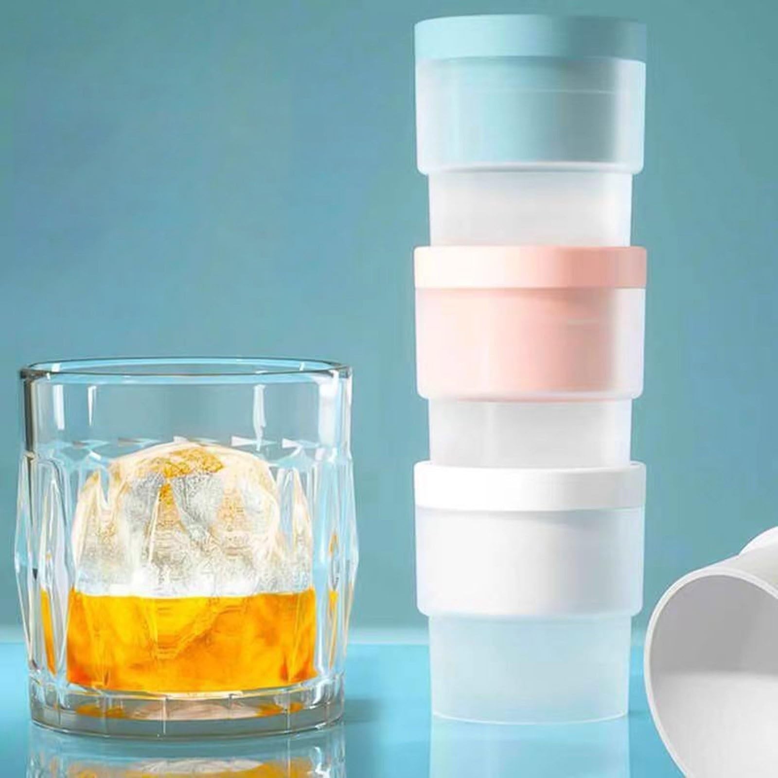 Ice Ball Molds, 6PCS Reusable Large Round Ice Cube Mold, Stackable Easy-Rele