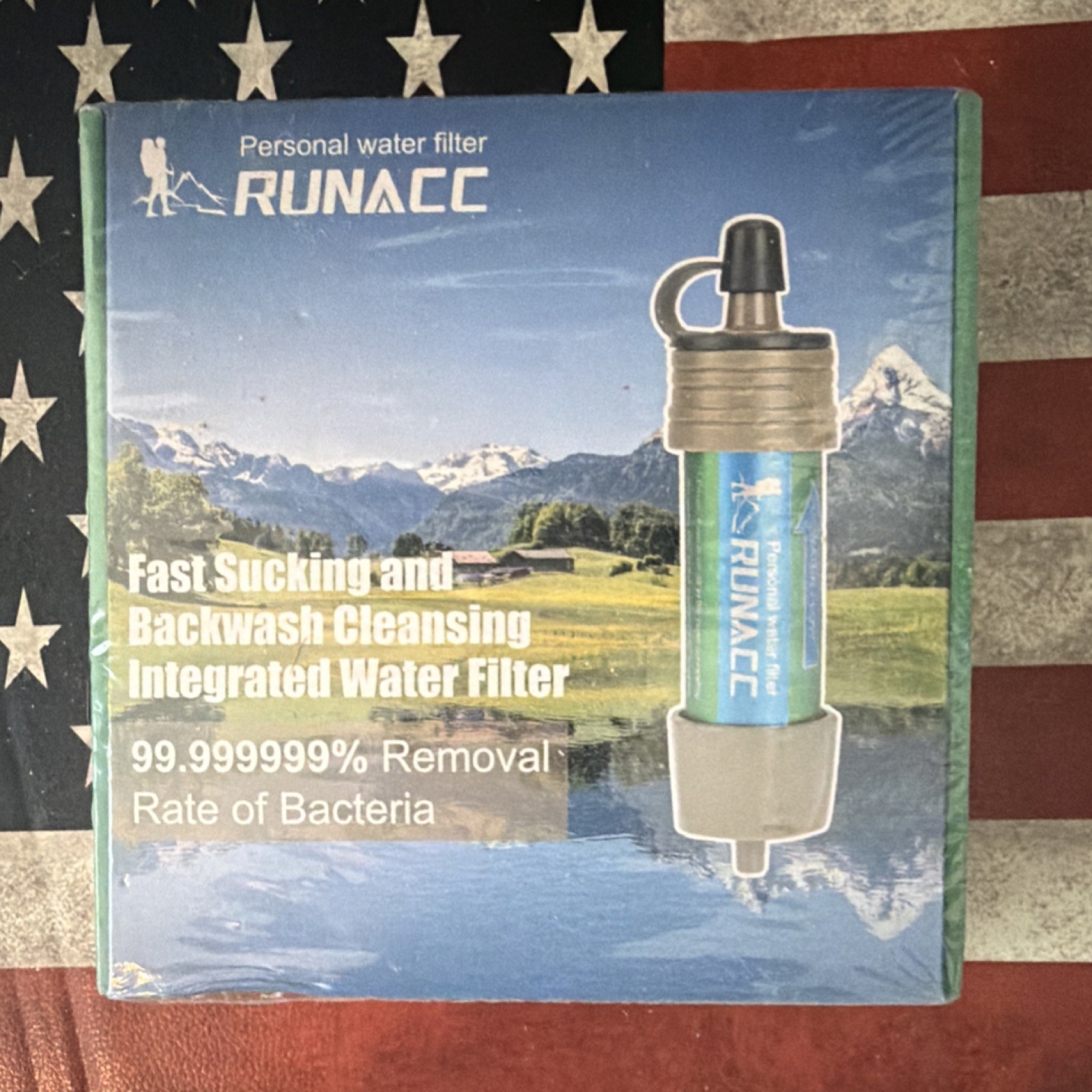 RUNACC UF Membrane Water Filter Straw, 2000L, Blue, Model X001SZ55GL