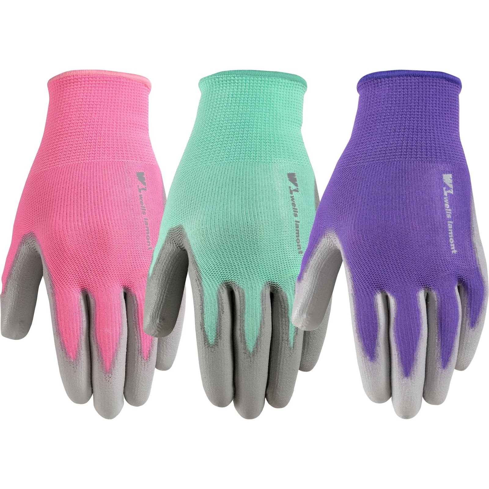 Wells Lamont Gardening Gloves for Medium (Pack of 3), Watermelon, Mint, Plum