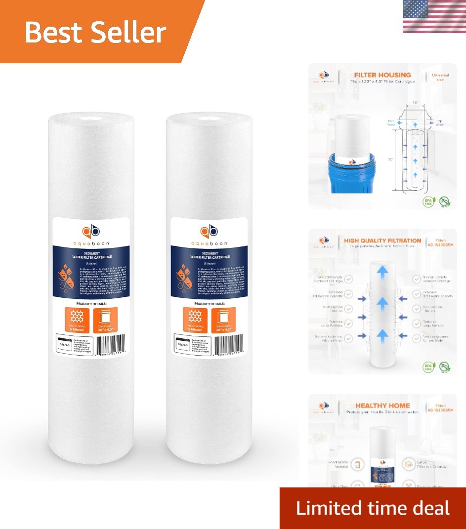 Protective 5 Micron Sediment Filters, 20 x 4.5 – 2-Pack for Long-lasting Purity