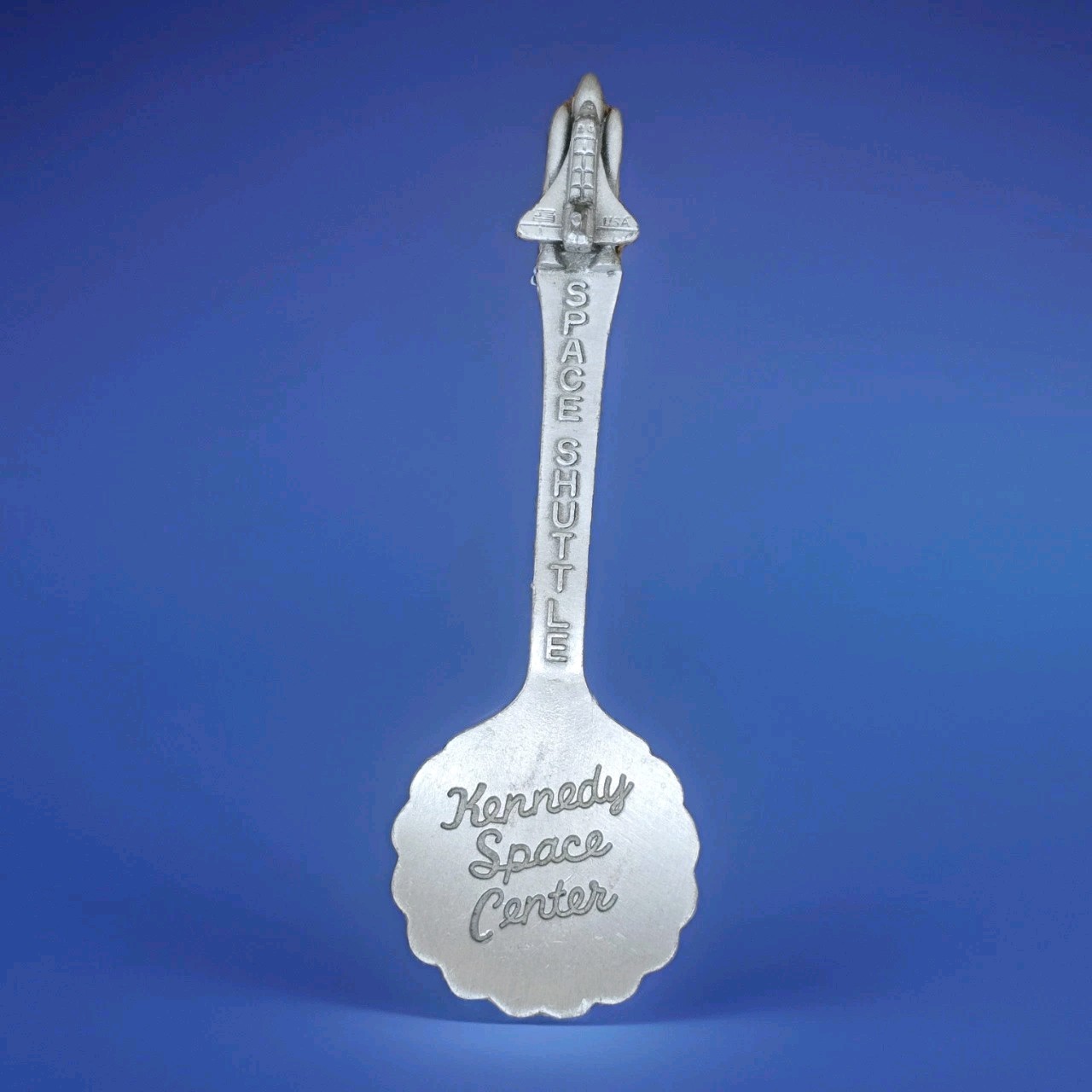 Vintage Souvenir Spoon US Collectible Pewter Space Shuttle Kennedy Space Center