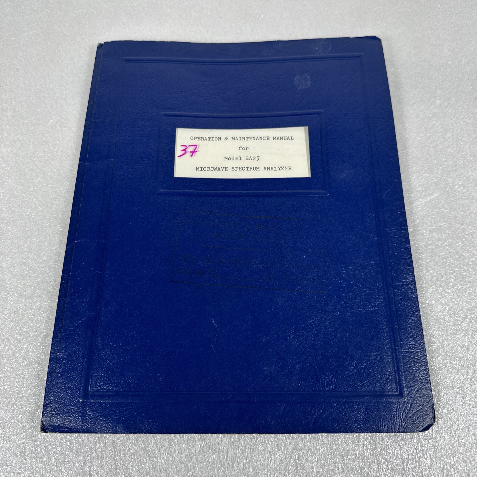 Applied Dynamics Model SA25 Microwave Spectrum Analyzer Operation Manual