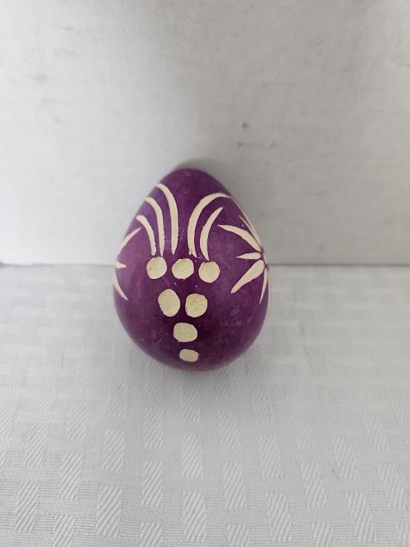 EASTER EGG Purple Dyed Hand Etched Designed-Solid EUC