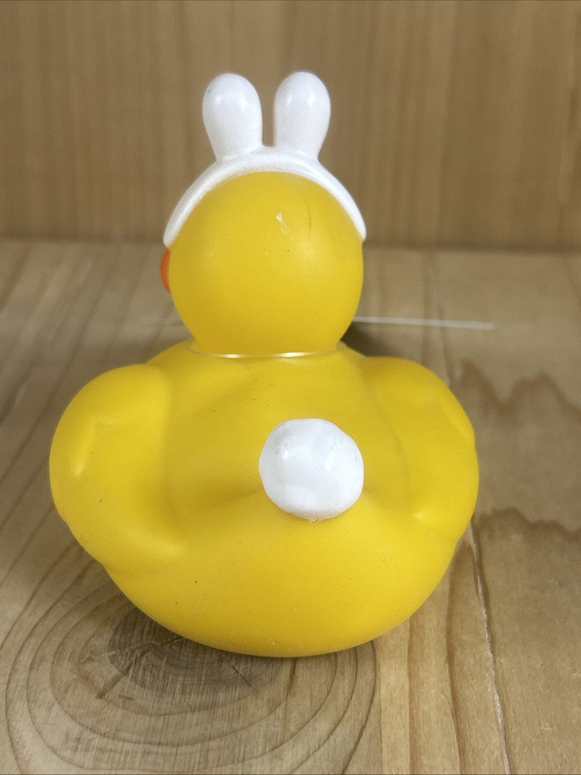 Easter Bunny Rubber Ducky Plastic Bath Toy White Ears Tail 3.5” NEW
