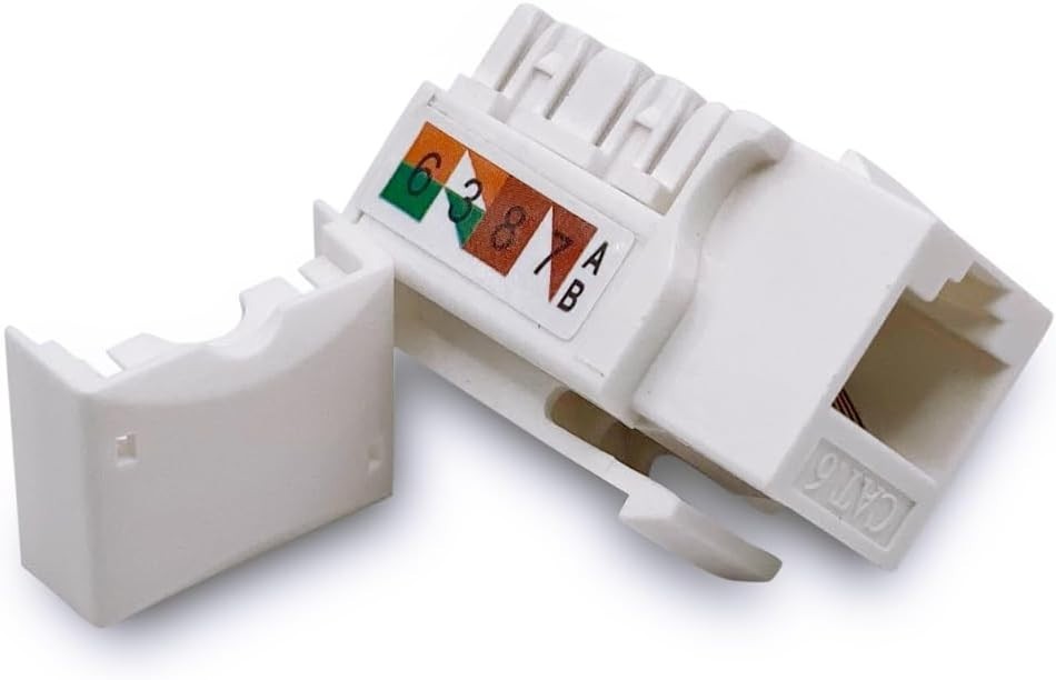 10 Count Cat6 Keystone Jack Pack - Compatible with Cat5/5e/6 for Easy Networking