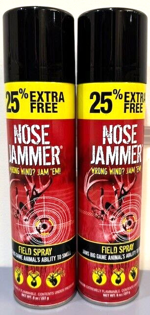 2 LOT Nose Jammer Aerosol Field Spray 8 oz  Unisex Big Game Hunting Scent Block