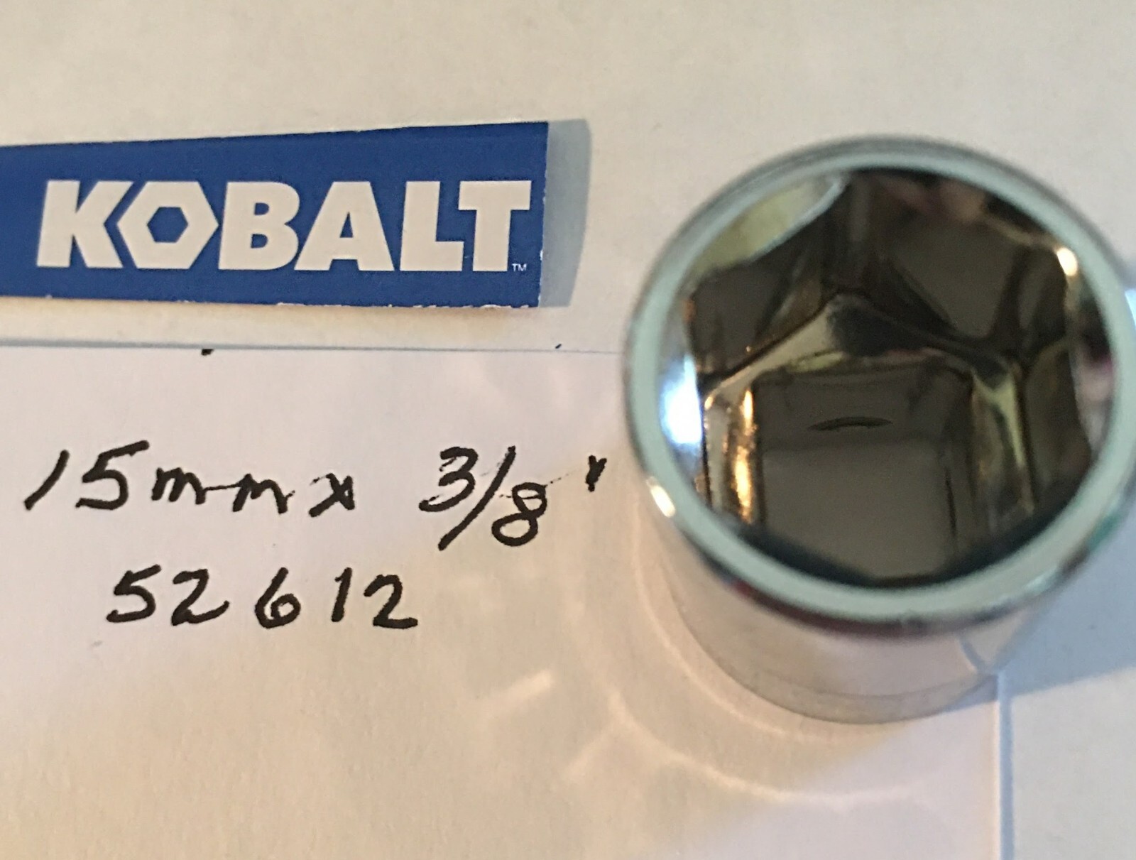Kobalt 15 mm x 3/8" Dr Standard Chrome Socket 6 Pt  # 52612  Free USA Shipping