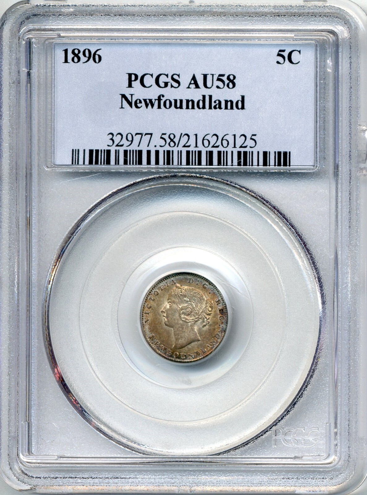 1896 Newfoundland 5 Cent - Choice About Uncirculated, PCGS AU 58