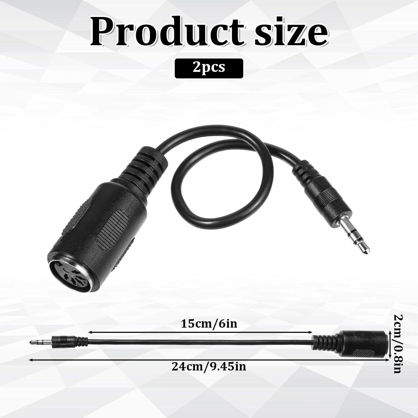 Eldraqth MIDI to 3.5mm Adapter Cable - 2 Pack, 9.5" Length