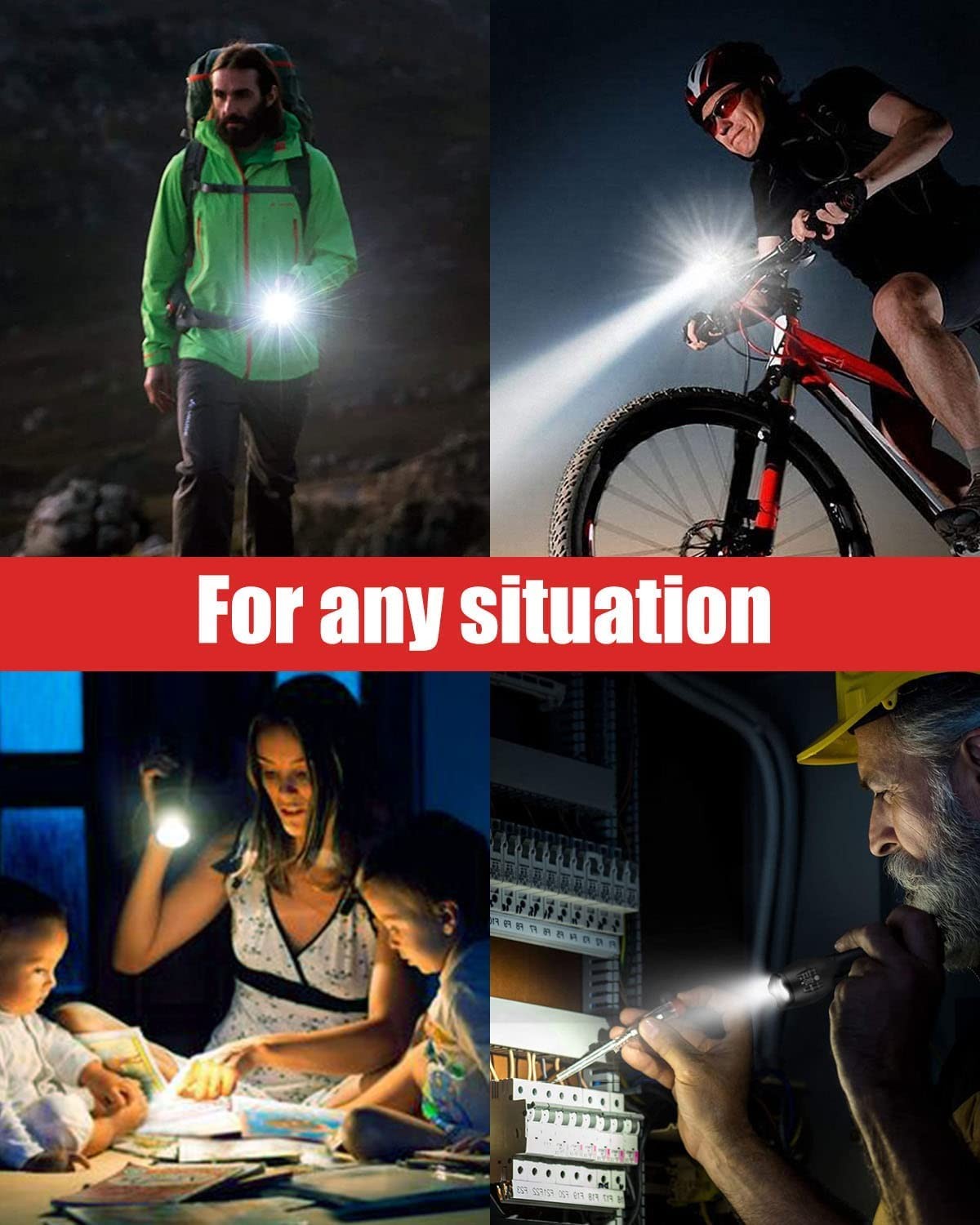 LED Flashlight 4 Pack, Bright 2000 Lumens Tactical Flashlights High Lumens wi...