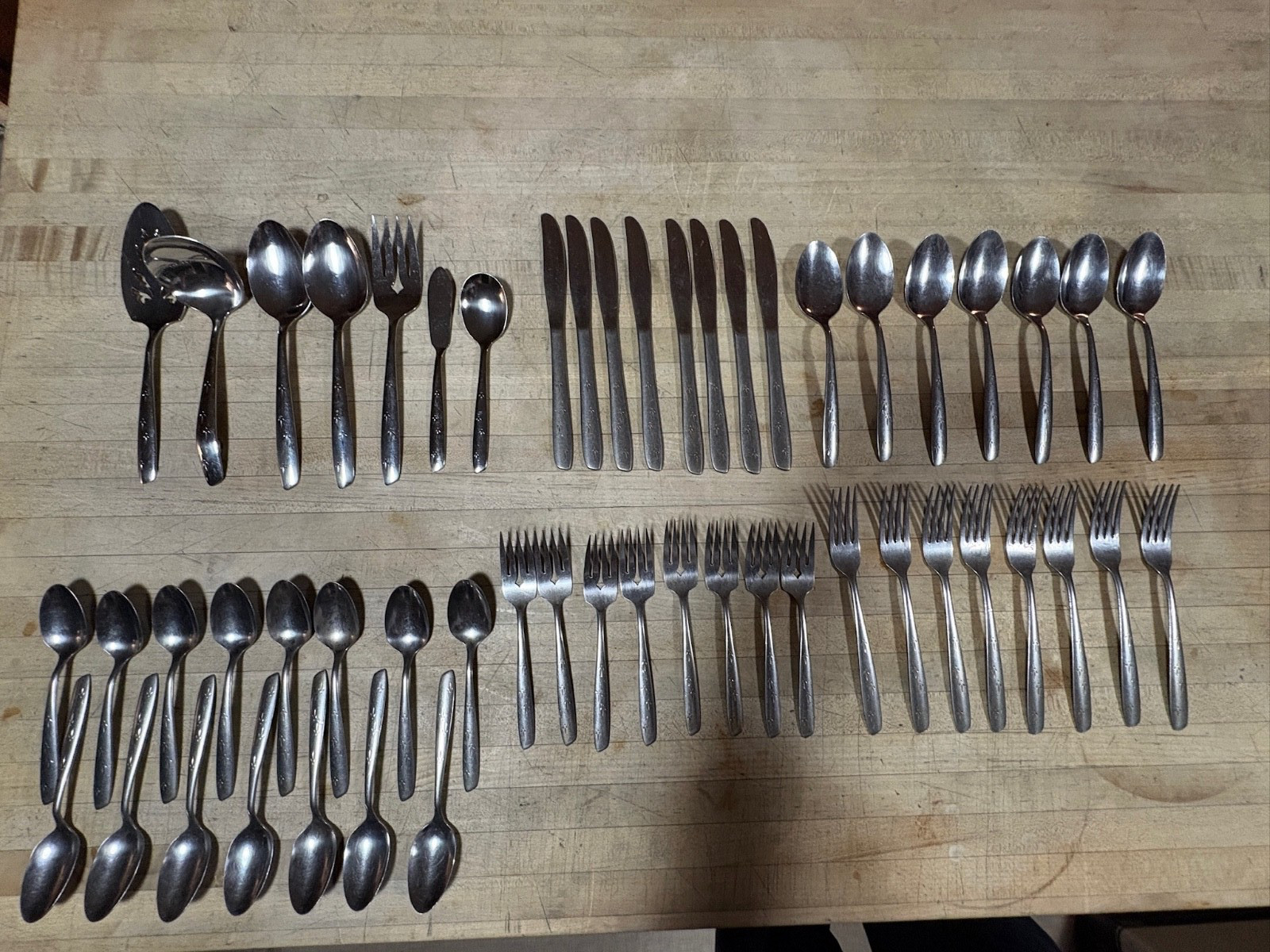 53 Pieces Oneida Stainless DESERT SAND Set 7 plc Settings  w/Serving Pcs